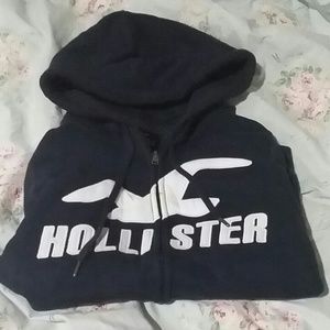 Hollister Navy Blue Fleece Zipper Hoodie